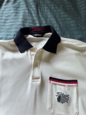 Titleist 90’s White Polo with Black Collar and Pocket Trim